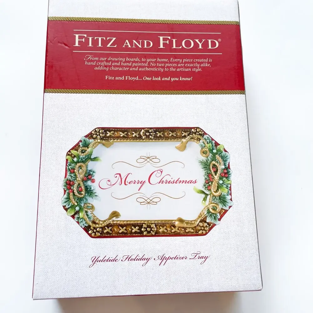 NEW Fitz and Floyd Christmas Yuletide Holiday Appetizer or Cookie Tray